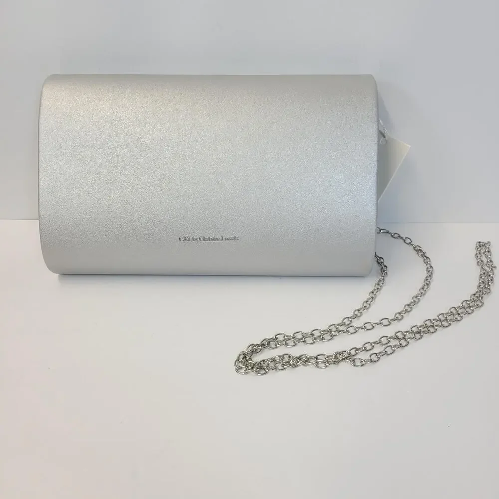 CXL By Christian Lacroix Clutch Bag Womens Small Silver Madison Smooth Purse New